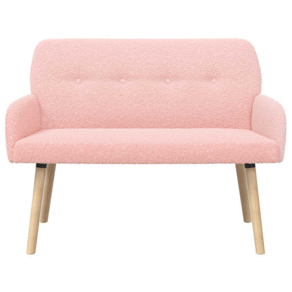2 Seater Sofa with Solid Wood Legs Pink Bouclé