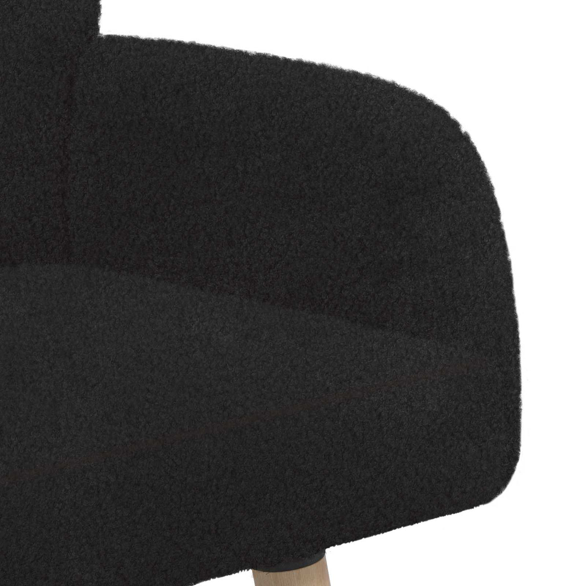 2 Seater Sofa with Solid Wood Legs Black Bouclé