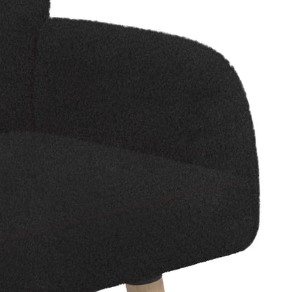 2 Seater Sofa with Solid Wood Legs Black Bouclé