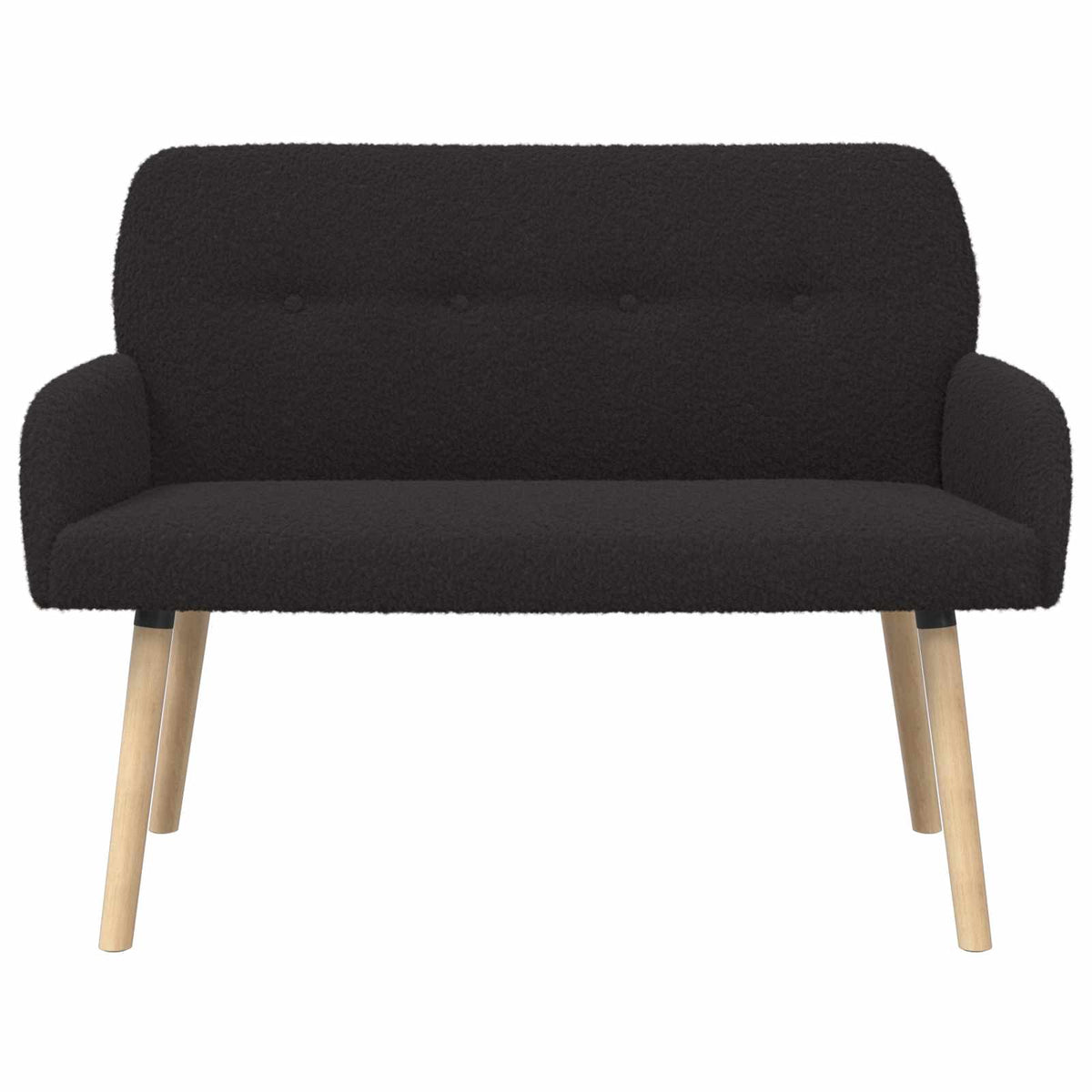 2 Seater Sofa with Solid Wood Legs Black Bouclé