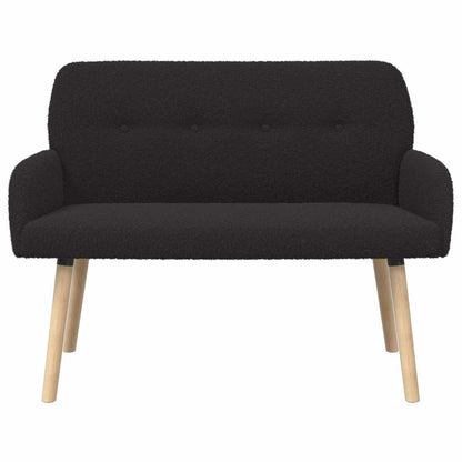 2 Seater Sofa with Solid Wood Legs Black Bouclé