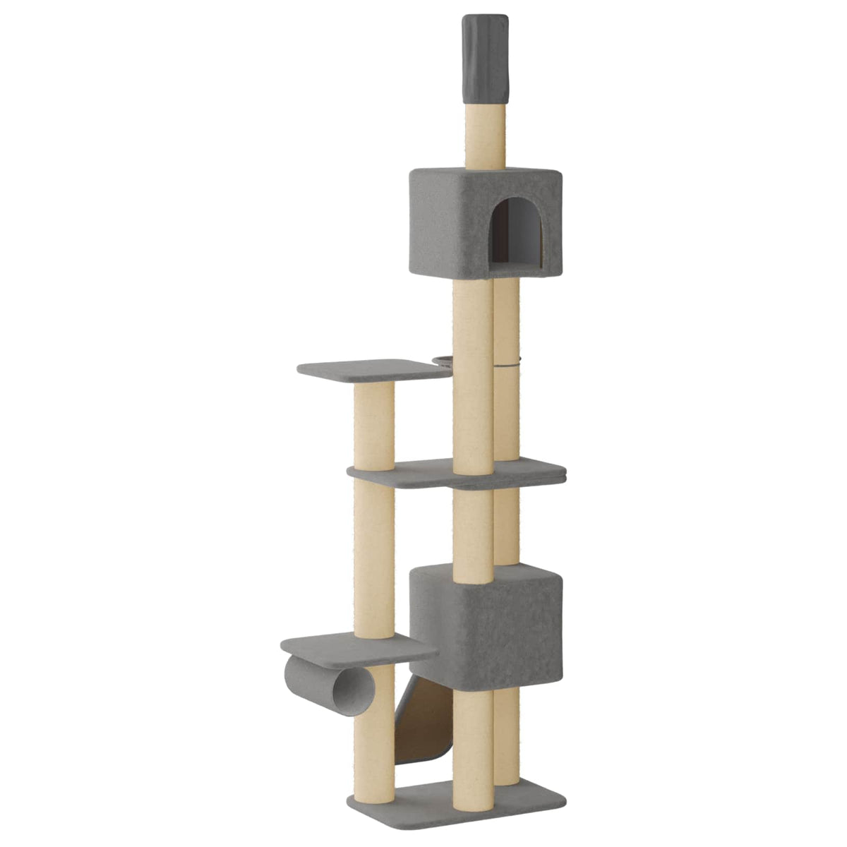 Floor-to-Ceiling Cat Tree with Sisal Post Light Grey 257-283 cm