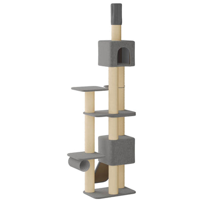 Floor-to-Ceiling Cat Tree with Sisal Post Light Grey 257-283 cm