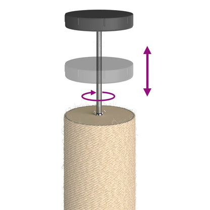 Floor-to-Ceiling Cat Tree with Sisal Post Light Grey 257-283 cm