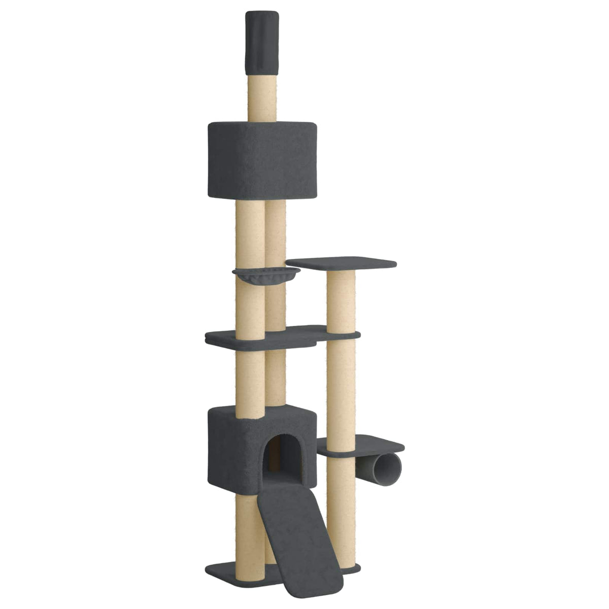Floor-to-Ceiling Cat Tree with Sisal Post Dark Grey 257-283 cm