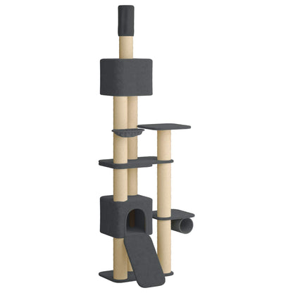 Floor-to-Ceiling Cat Tree with Sisal Post Dark Grey 257-283 cm