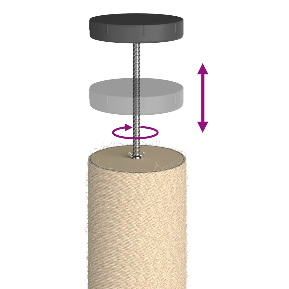 Floor-to-Ceiling Cat Tree with Sisal Post Dark Grey 257-283 cm