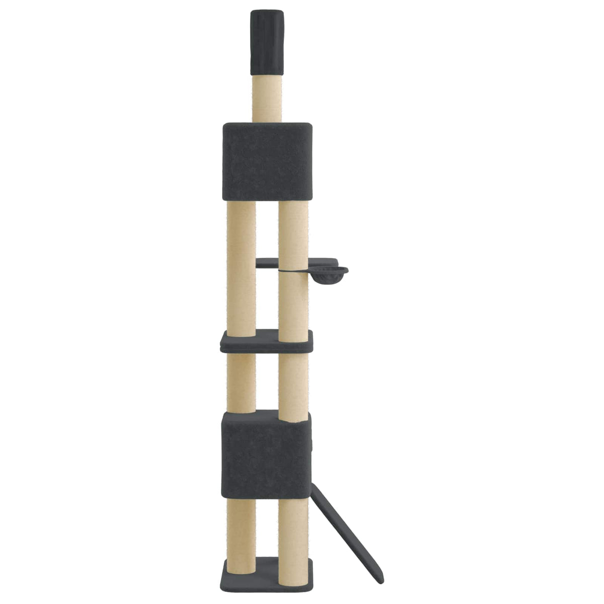Floor-to-Ceiling Cat Tree with Sisal Post Dark Grey 257-283 cm