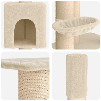 Floor-to-Ceiling Cat Tree with Sisal Post Cream 257-283 cm