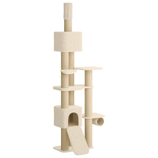Floor-to-Ceiling Cat Tree with Sisal Post Cream 257-283 cm