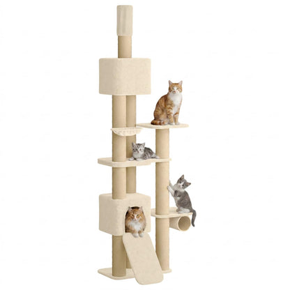 Floor-to-Ceiling Cat Tree with Sisal Post Cream 257-283 cm