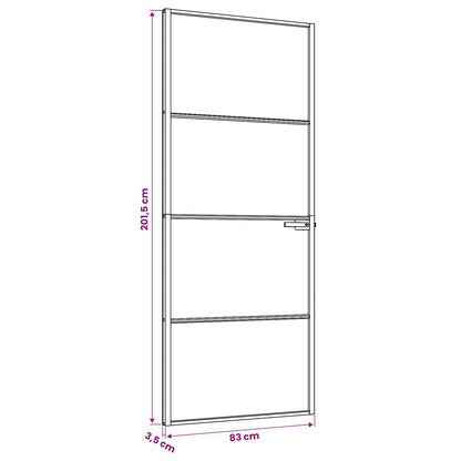 Interior Door 83 x 201.5 cm Tempered Glass and Aluminium