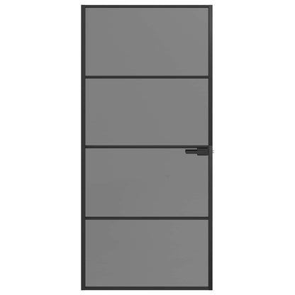 Interior Door 93 x 201.5 cm Tempered Glass and Aluminium