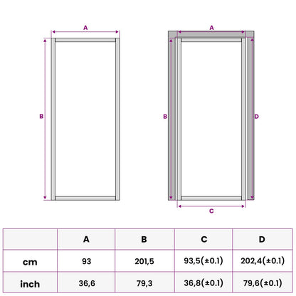 Interior Door 93 x 201.5 cm Tempered Glass and Aluminium