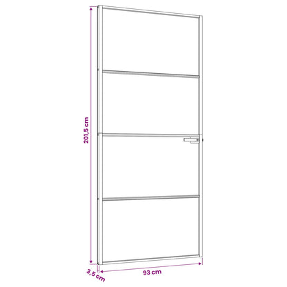 Interior Door 93 x 201.5 cm Tempered Glass and Aluminium