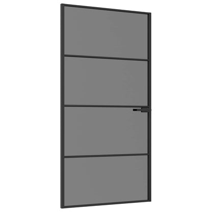 Interior Door 102.5 x 201.5 cm Tempered Glass and Aluminium
