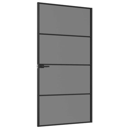 Interior Door 102.5 x 201.5 cm Tempered Glass and Aluminium