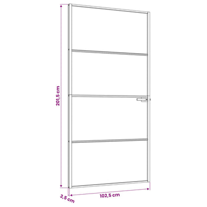 Interior Door 102.5 x 201.5 cm Tempered Glass and Aluminium