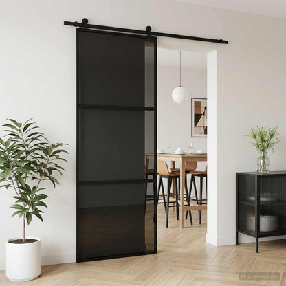 Sliding Door 76 x 205 cm Tempered Glass and Aluminium