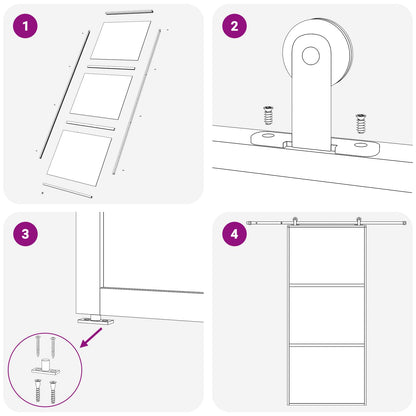 Sliding Door 76 x 205 cm Tempered Glass and Aluminium