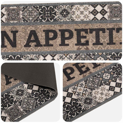 Kitchen Rug Grey Bon Appetit 300 x 60 cm 100% Polyamide