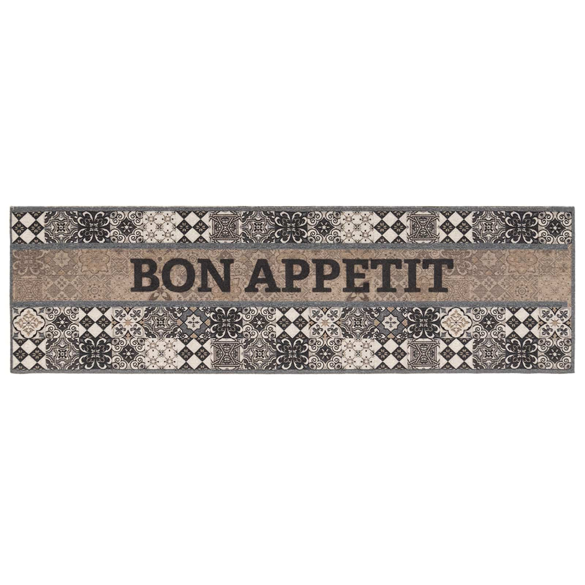 Kitchen Rug Grey Bon Appetit 300 x 60 cm 100% Polyamide