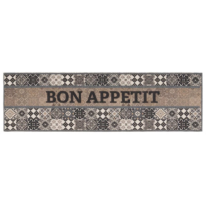 Kitchen Rug Grey Bon Appetit 300 x 60 cm 100% Polyamide