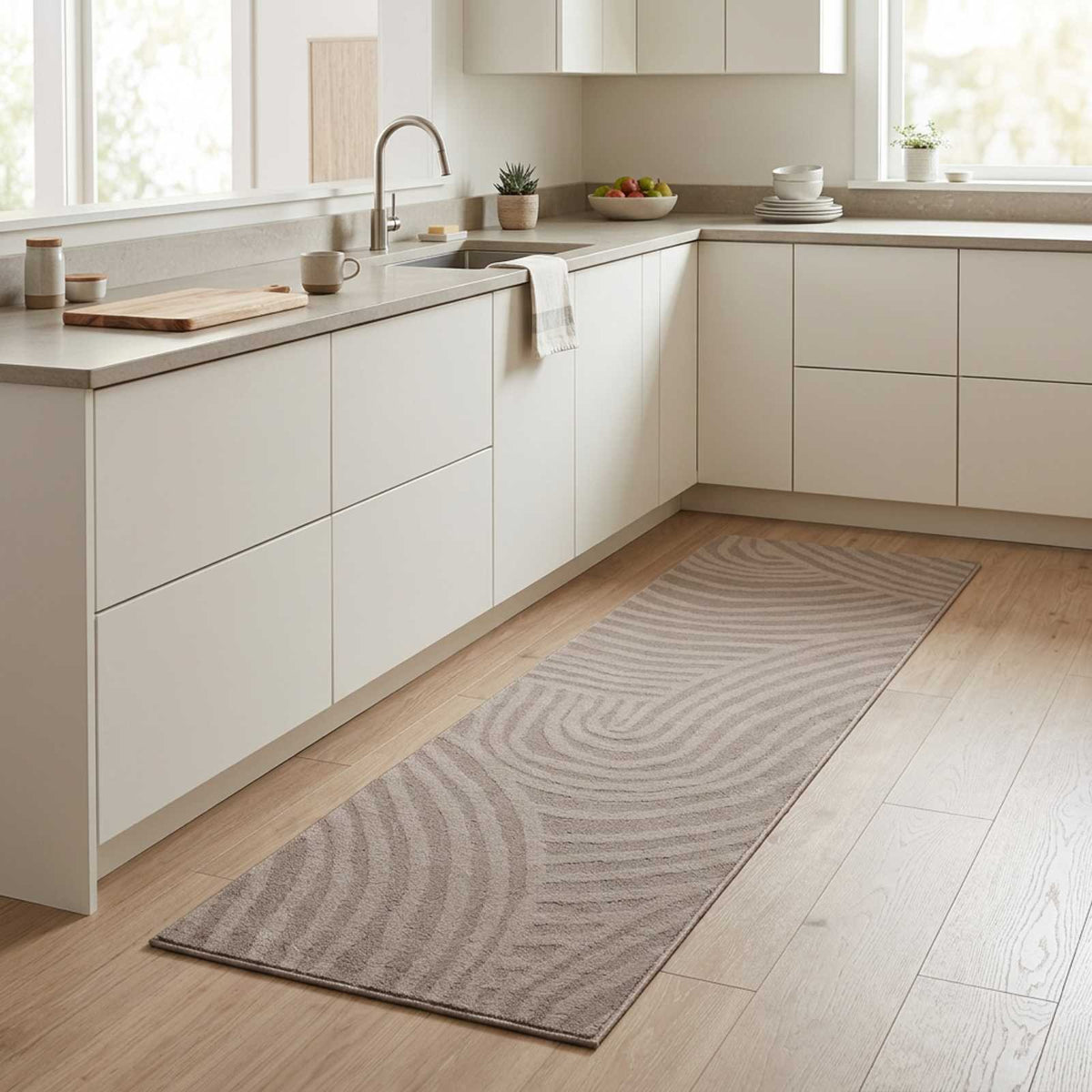 Kitchen Rug Brown Scandinavian 180 x 60 cm 100% Polyamide