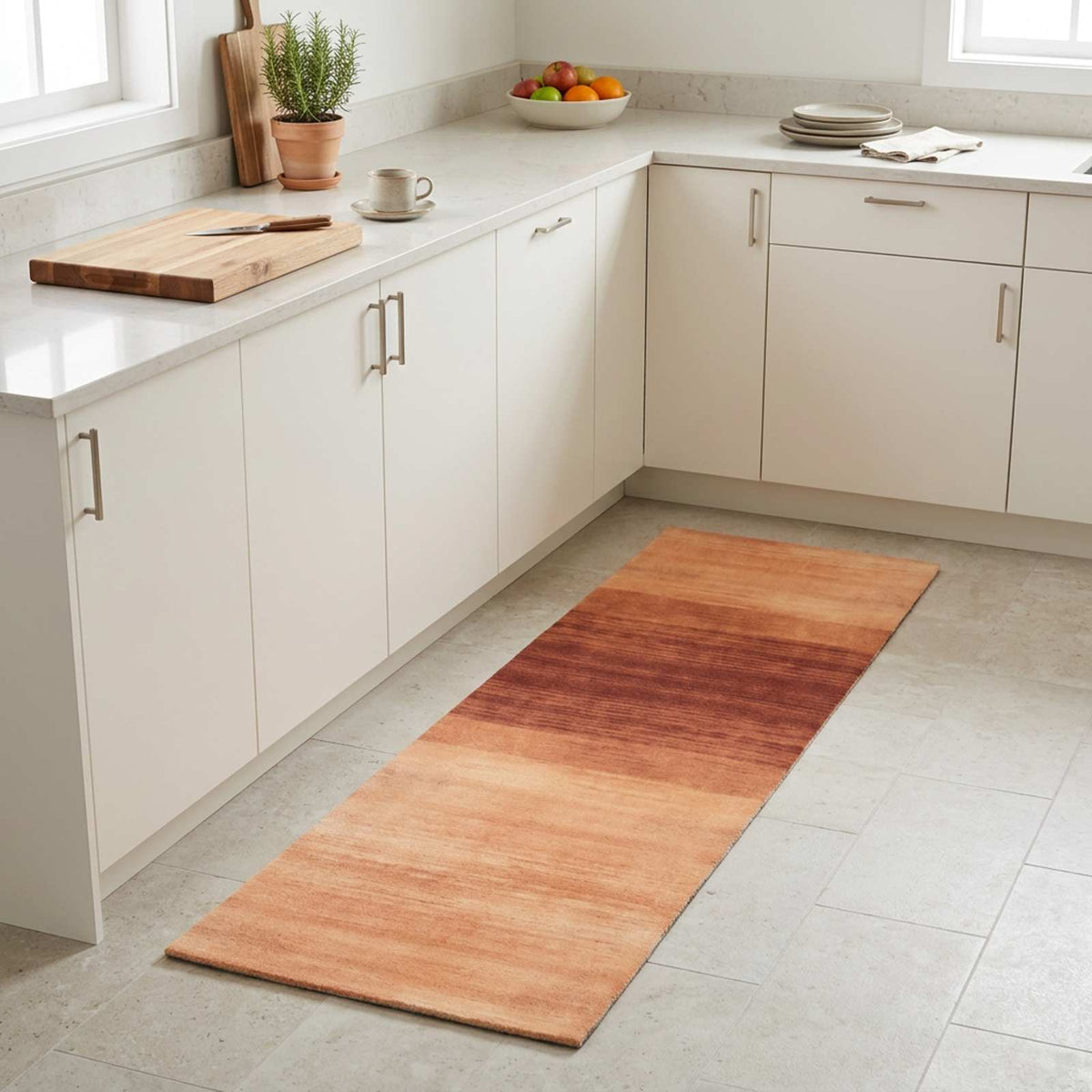 Kitchen Rug Orange Shade 300 x 60 cm 100% Polyamide Washable