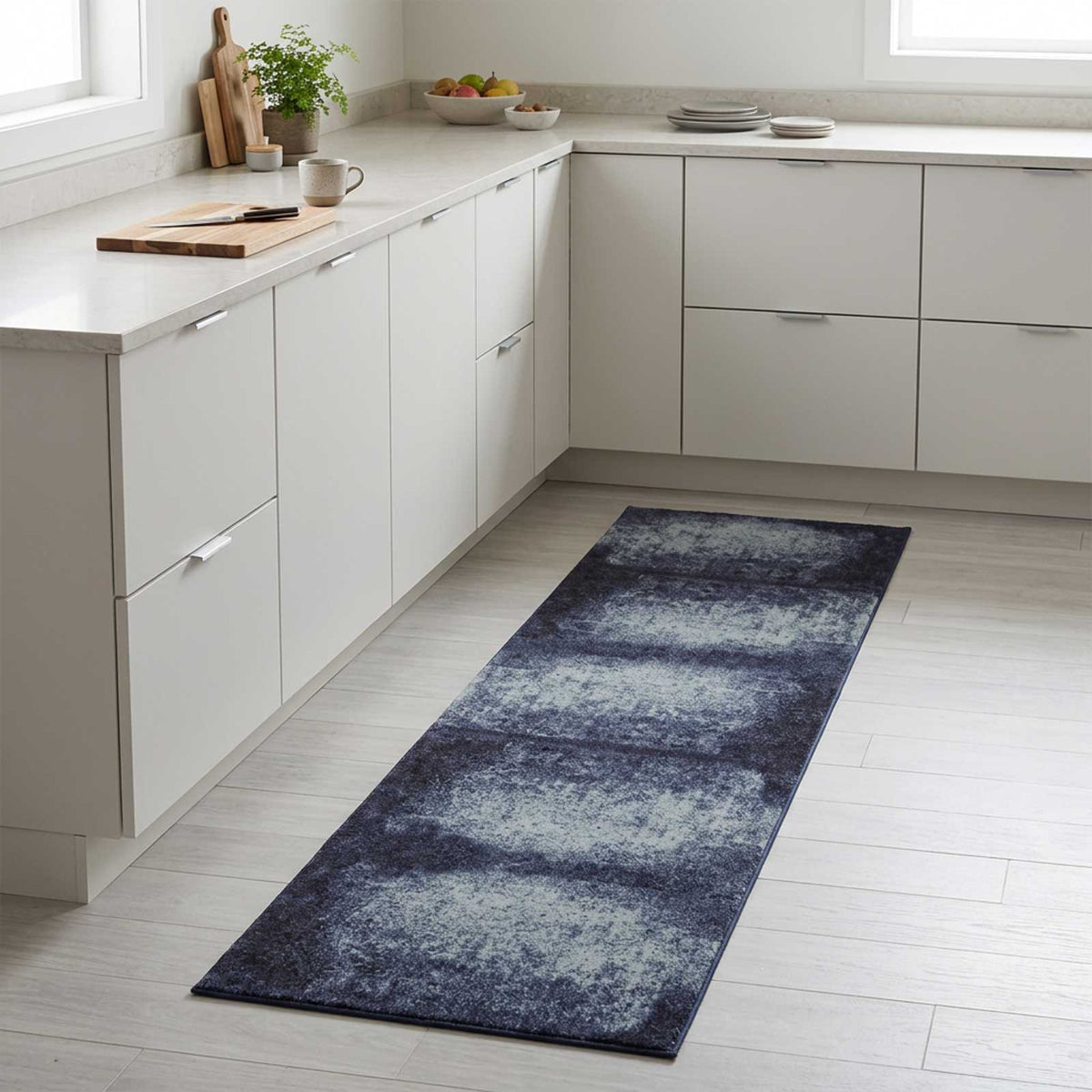 Kitchen Rug Blue Shade 300 x 60 cm 100% Polyamide Washable