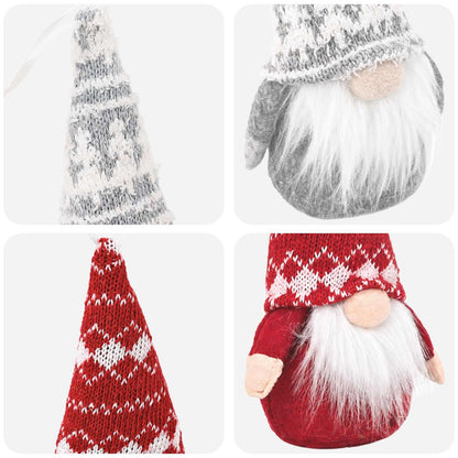 Sitting Gnome Set 3 pcs Red and Grey 10 x 18 cm Polyester
