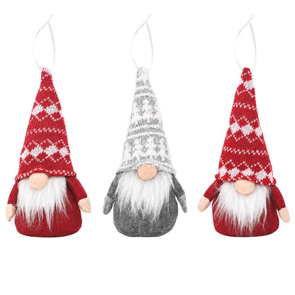 Sitting Gnome Set 3 pcs Red and Grey 10 x 18 cm Polyester