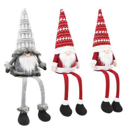 Sitting Gnome Set with LED Light 3 pcs Red and Grey 20 x 60 cm