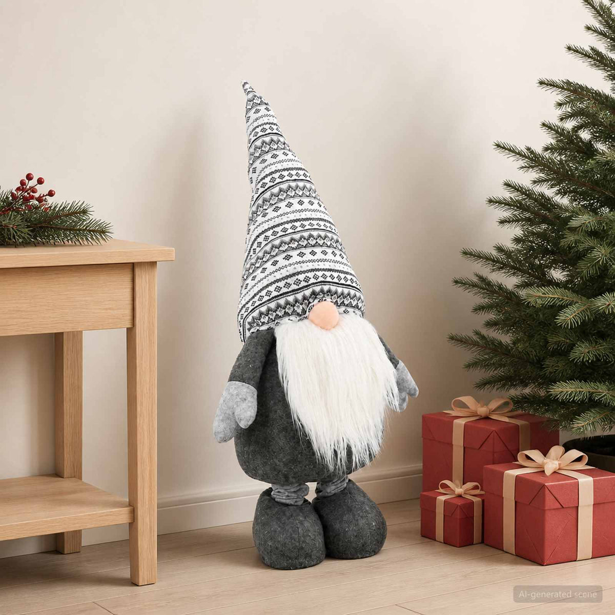 Christmas Gnome with Extendable Legs Grey 130 cm Polyester