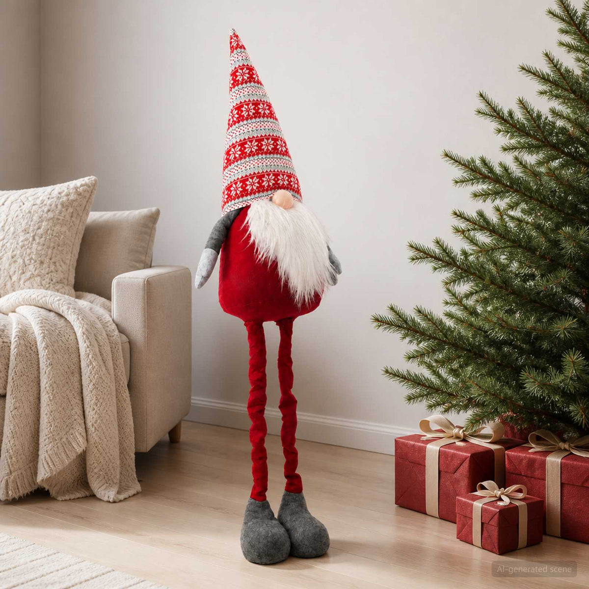 Christmas Gnome with Extendable Legs Red 130 cm Polyester