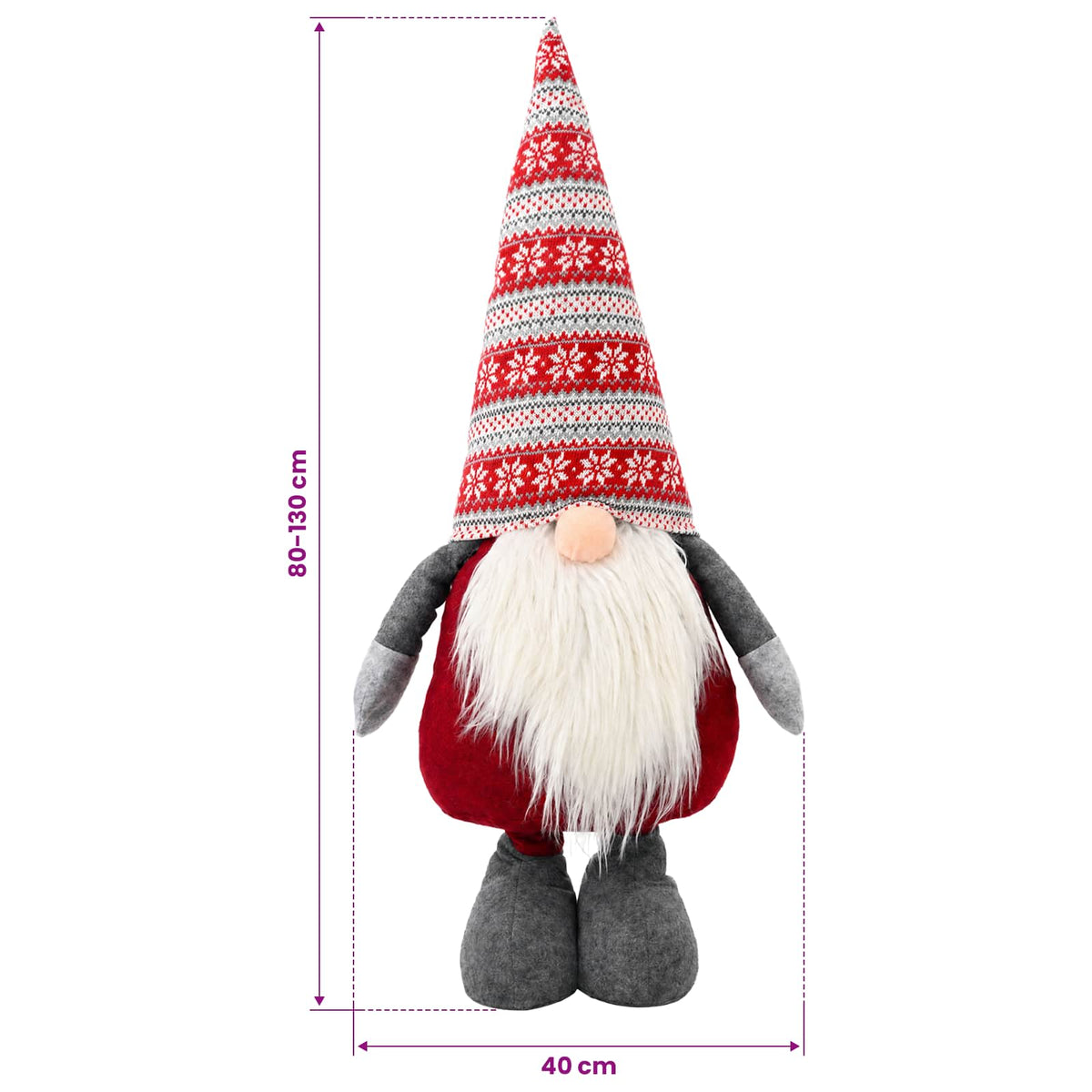 Christmas Gnome with Extendable Legs Red 130 cm Polyester