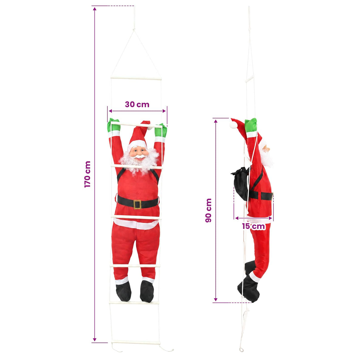 Hanging Santa Claus on Ladder Red 30 x 15 x 170 cm Polyester