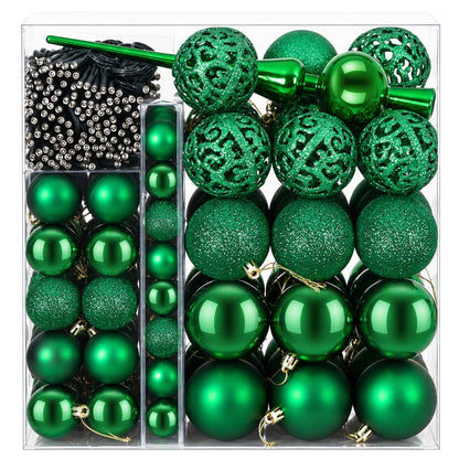 Christmas Bauble Set 120 pcs Green Dia. 6 cm Plastic 300 LEDs