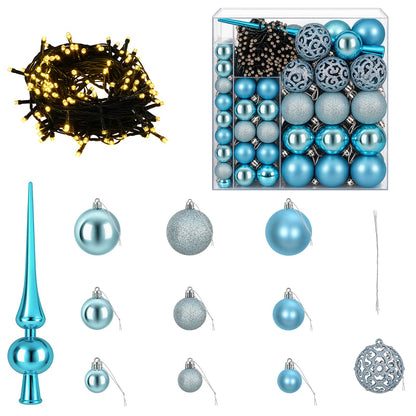 Christmas Bauble Set 120 pcs Turquoise Dia. 6 cm Plastic