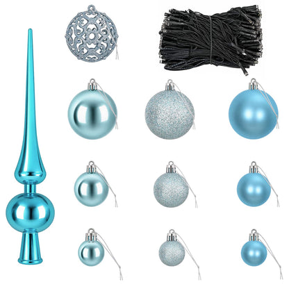 Christmas Bauble Set 120 pcs Turquoise Dia. 6 cm Plastic