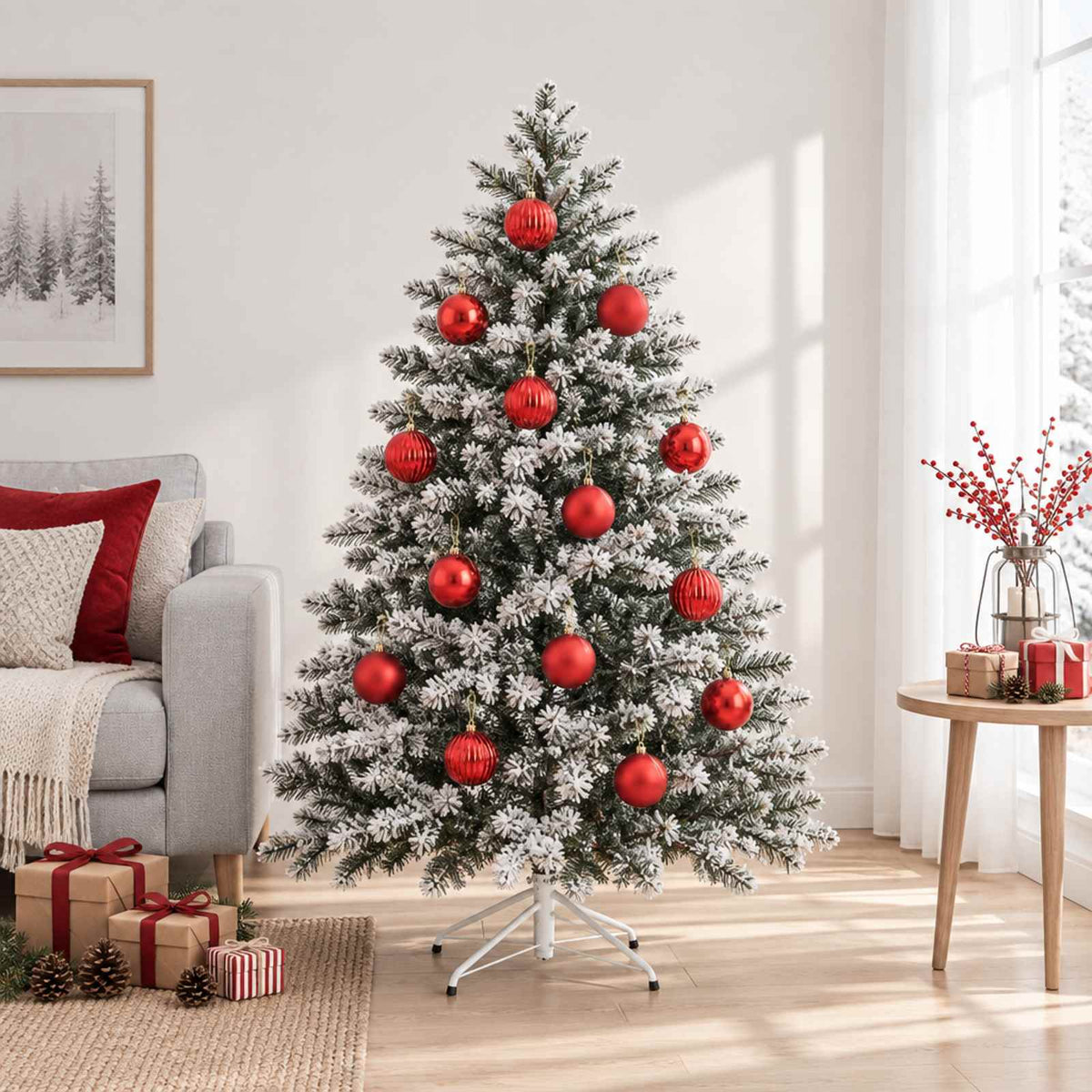 Christmas Ball Set XL 15 pcs Red Dia. 10 cm Plastic