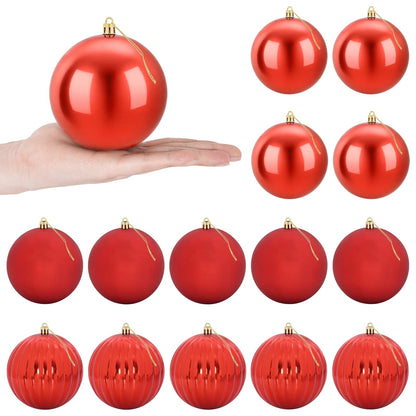Christmas Ball Set XL 15 pcs Red Dia. 10 cm Plastic