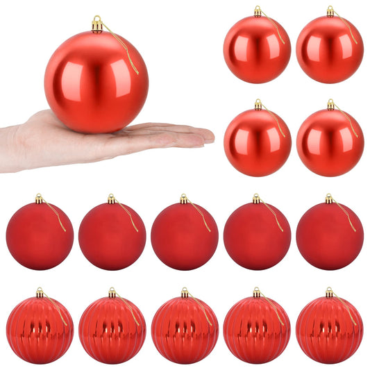 Christmas Ball Set XL 15 pcs Red Dia. 10 cm Plastic