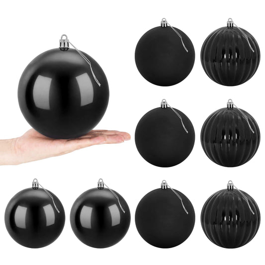 Christmas Ball Set XL 9 pcs Black Dia. 15 cm Plastic