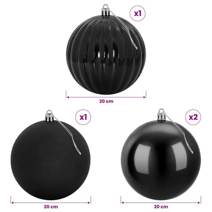 Christmas Ball Set XXL 4 pcs Black Dia. 20 cm Plastic