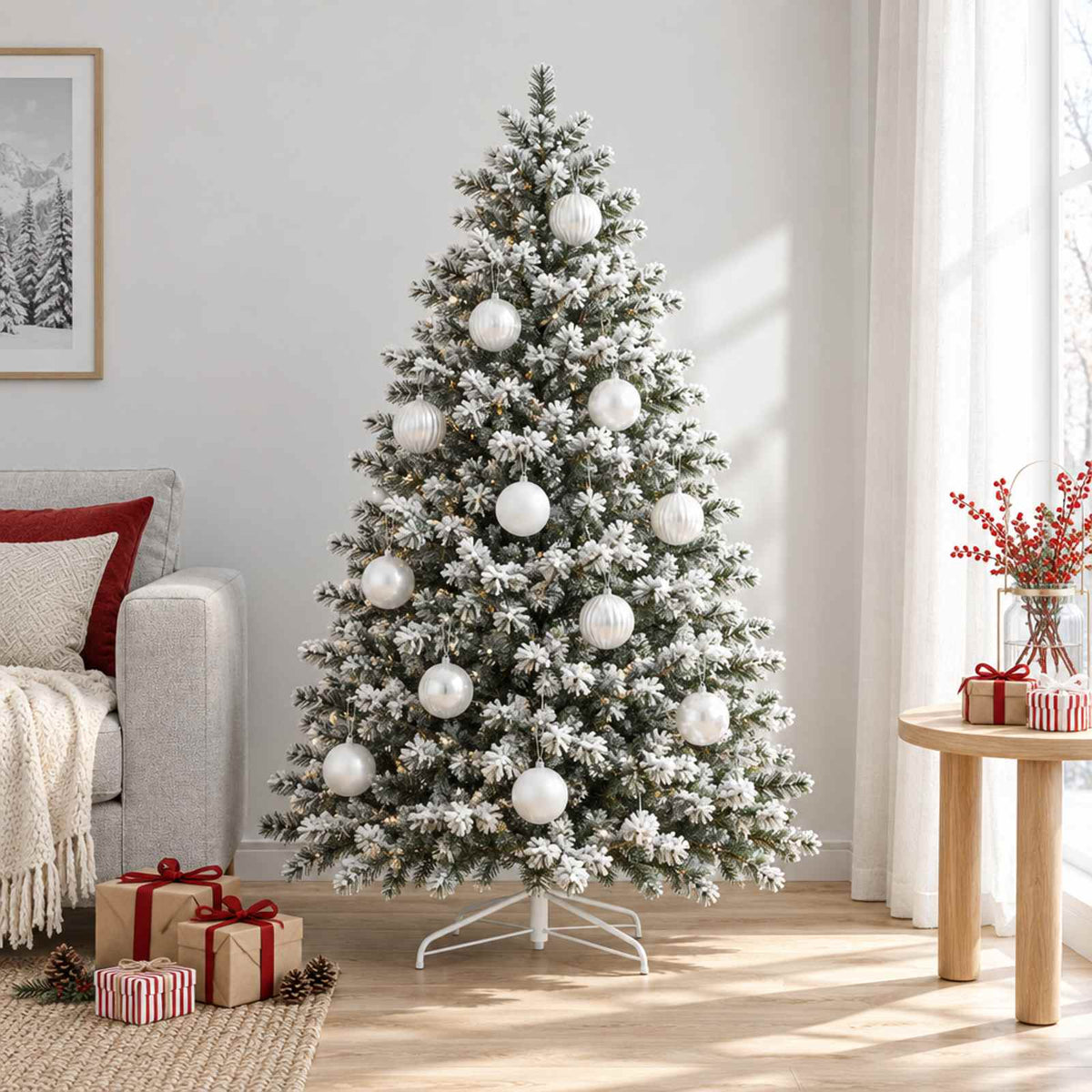 Christmas Ball Set XL 15 pcs White Dia. 10 cm Plastic