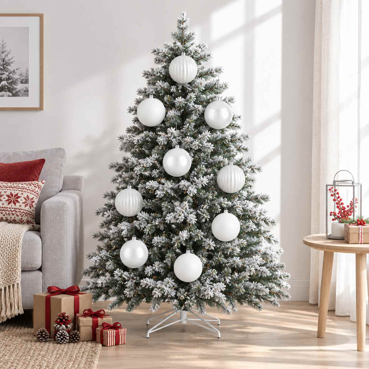Christmas Ball Set XXL 4 pcs White Dia. 20 cm Plastic