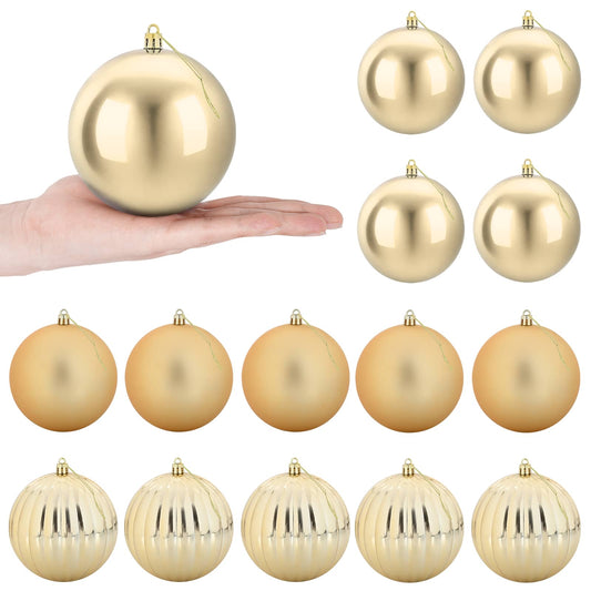 Christmas Ball Set XL 15 pcs Gold Dia. 10 cm Plastic