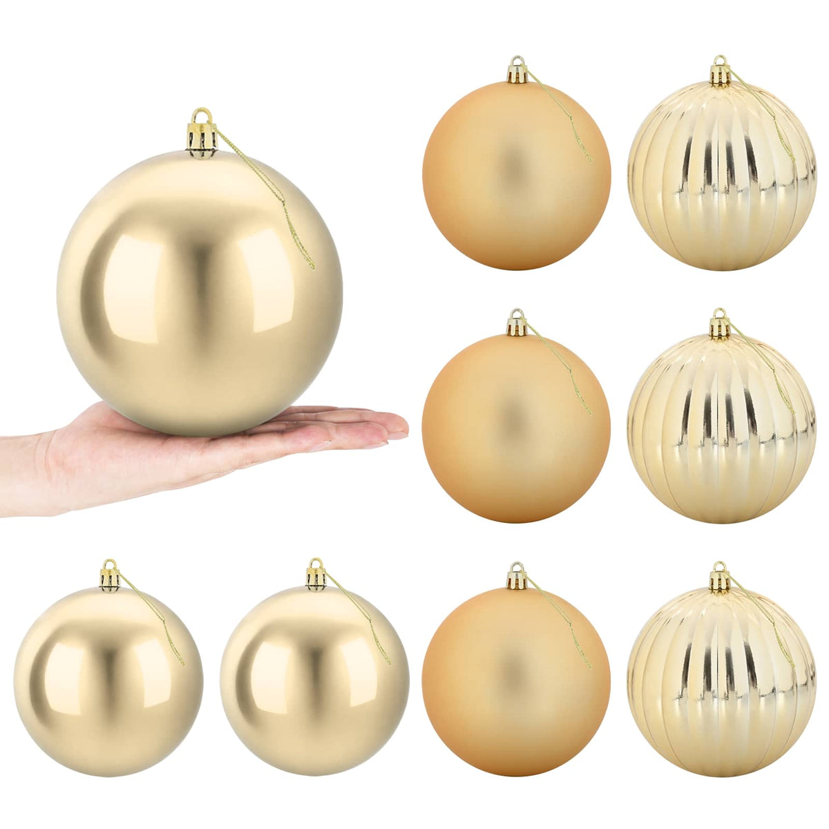 Christmas Ball Set XL 9 pcs Gold Dia. 15 cm Plastic