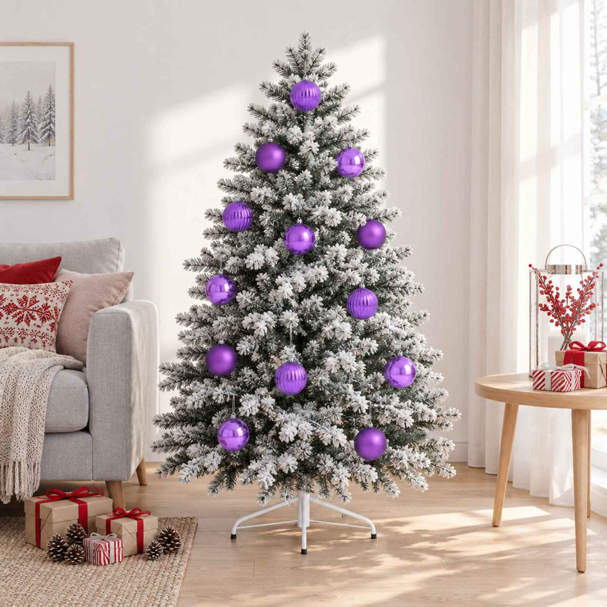 Christmas Ball Set XL 15 pcs Lilac Dia. 10 cm Plastic